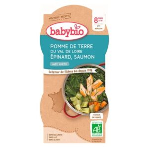 Babybio Repas Bonne Nuit Pomme De Terre Epinard Et Saumon 8mois Bio 2x200g