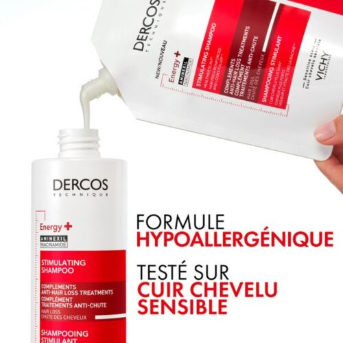 Vichy Dercos Energisant Shampoing Stimulant Complement Anti Chute Eco Recharge 400ml 2