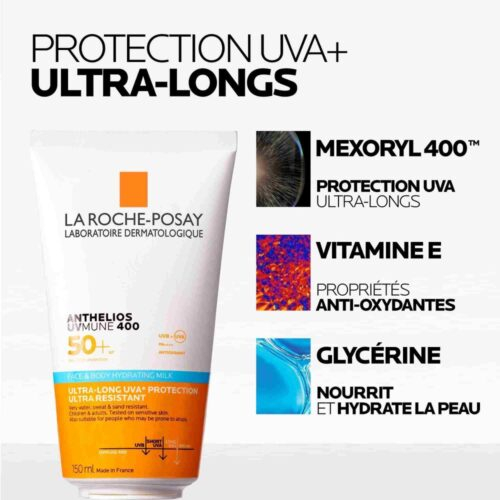 La Roche Posay Anthelios Uvmune 400 Lait Solaire Hydratant Visage Corps Spf50 150ml 5