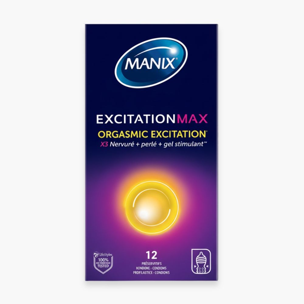 Manix Preservatif Excitationmax Excitation Orgasmique Nervure Perle Gel Stimulant 12u