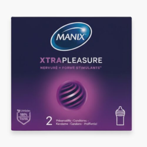 Manix Preservatif Xtra Pleasure Double Extase Nervure Forme Stimulante 2u