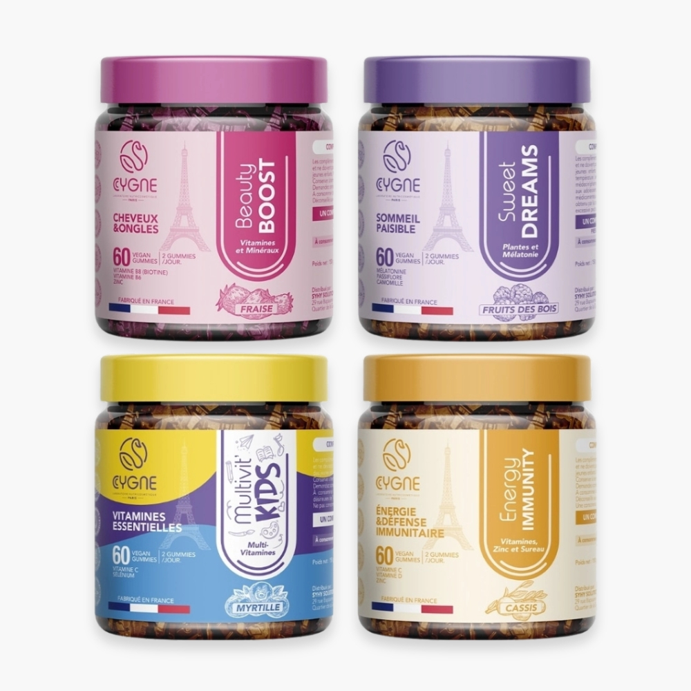 🎁 OFFRE -10%🎁 CYGNELAB Pack Découverte (beauty Boost + Sweet Dreams + Energy Immunity + Multivit Kids) - 60×4 Gummies 