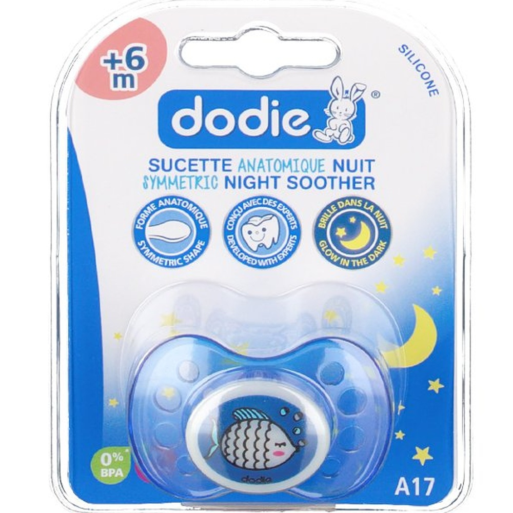 Dodie Sucette Forme Anatomique Silicone Nuit 6m N17