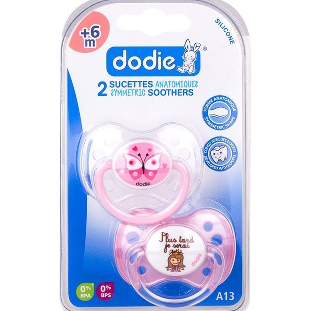 Dodie Sucettes Forme Anatomique Silicone 6m Na13 Papillon Princesse
