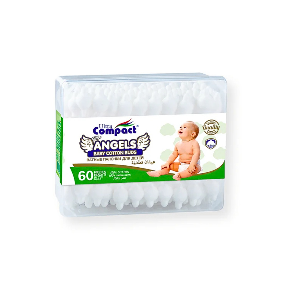 Ultra Compact Angels Baby Cotton Tige 60 Pieces
