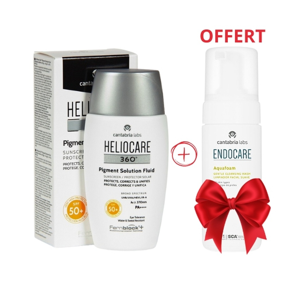 Heliocare 360 C2 B0 Pigment Solution Fluide 50mlendocare Aquafoam Pack