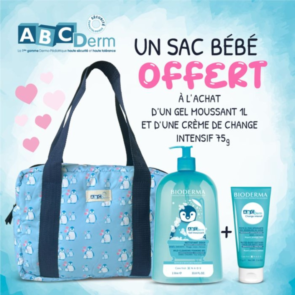 Pack Bioderma Abcderm Gel Moussante 1lcreme De Change Intensif 75g Sac