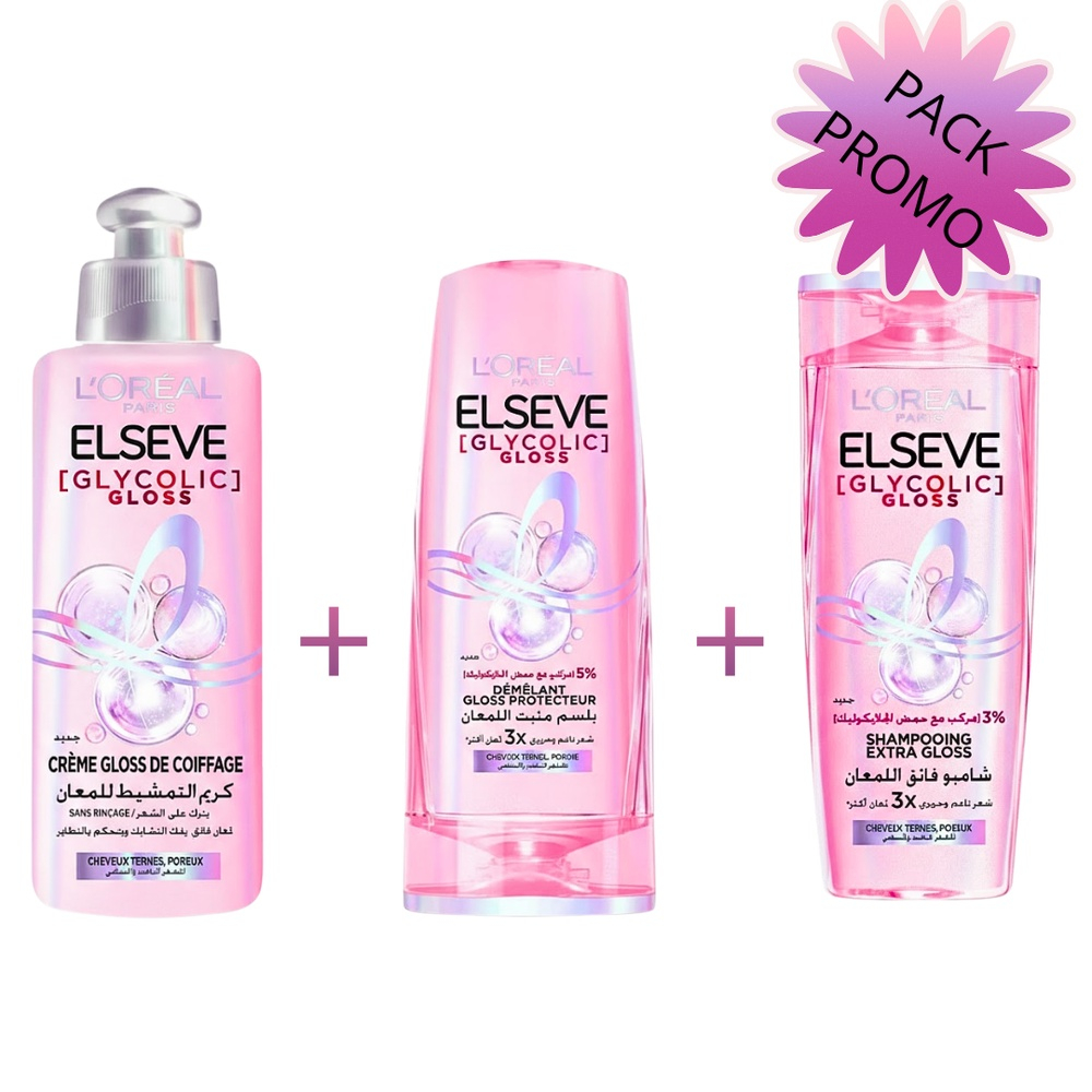 Pack Elseve Glycolic Gloss Ss Coffret Shampdemelant Soin Lamination