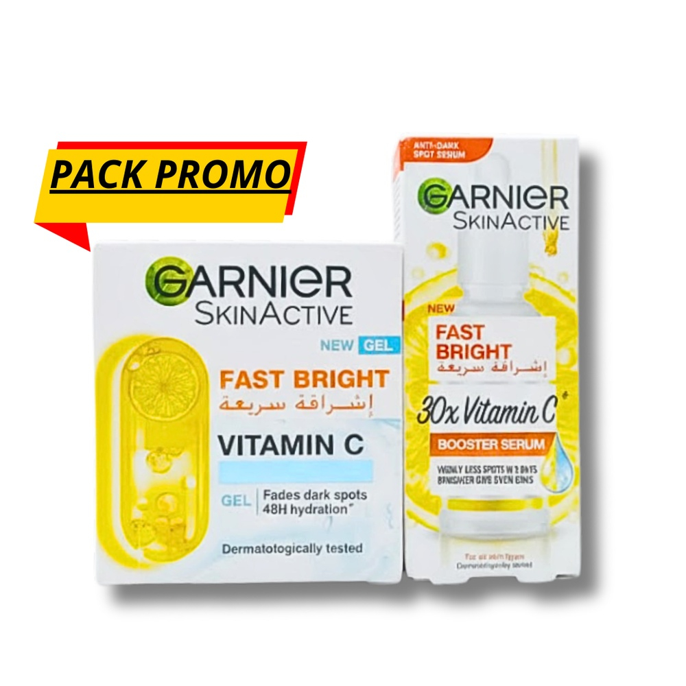 Pack Garnier Fast Bright Duo Pack Gel Creme 50mlserum Bosster Vit C 15