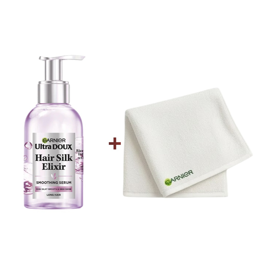 Pack Garnier Ultra Doux Serum Hair Silk Elixir 120mlserviette Coffret