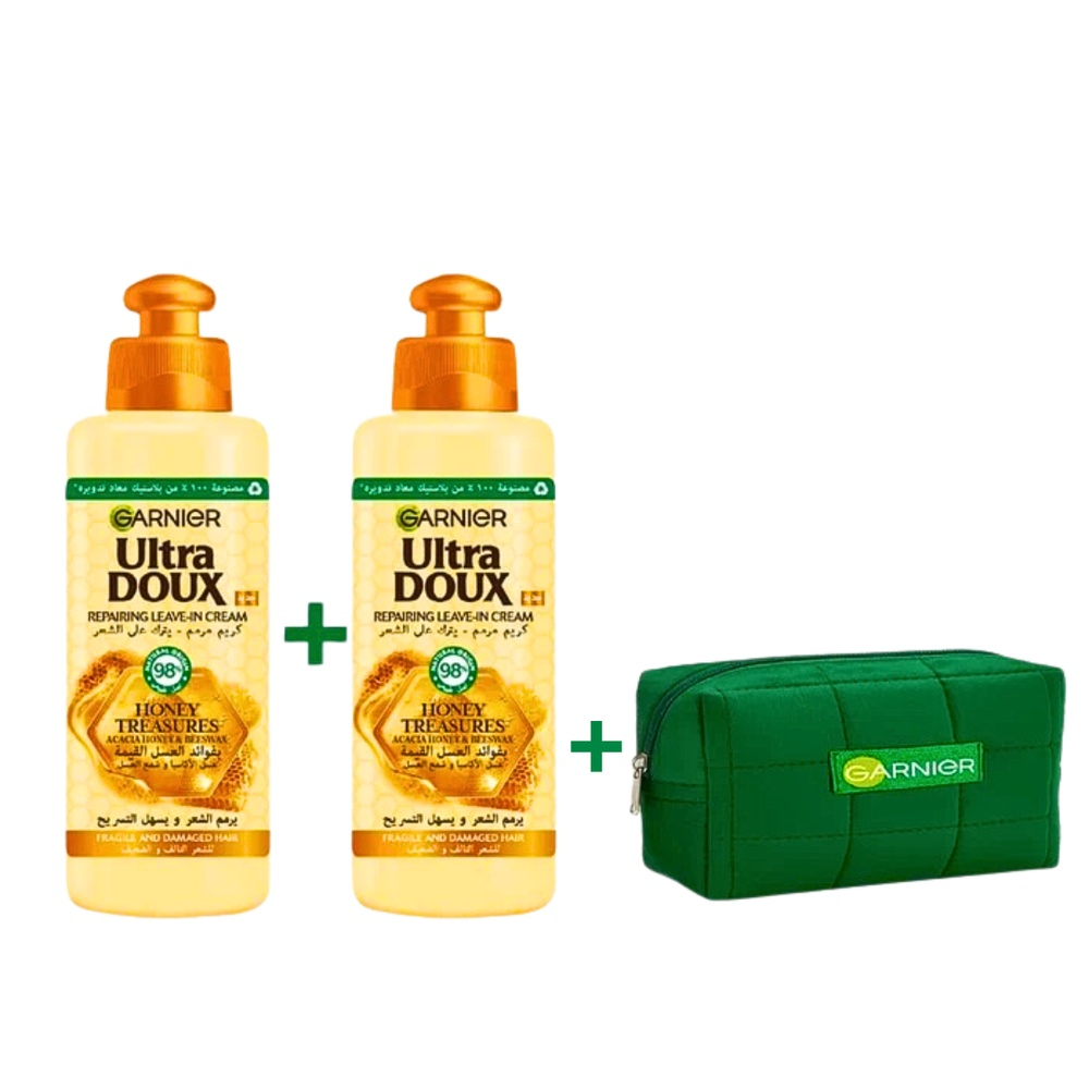 Pack Garnier Ultra Doux Smoothing Leave In Cream X2 Trousse