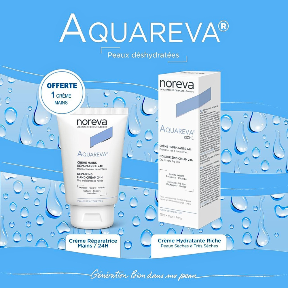 Pack Noreva Aquareva Creme Riche 40mlmains Reparatrice 50ml Duo Pack