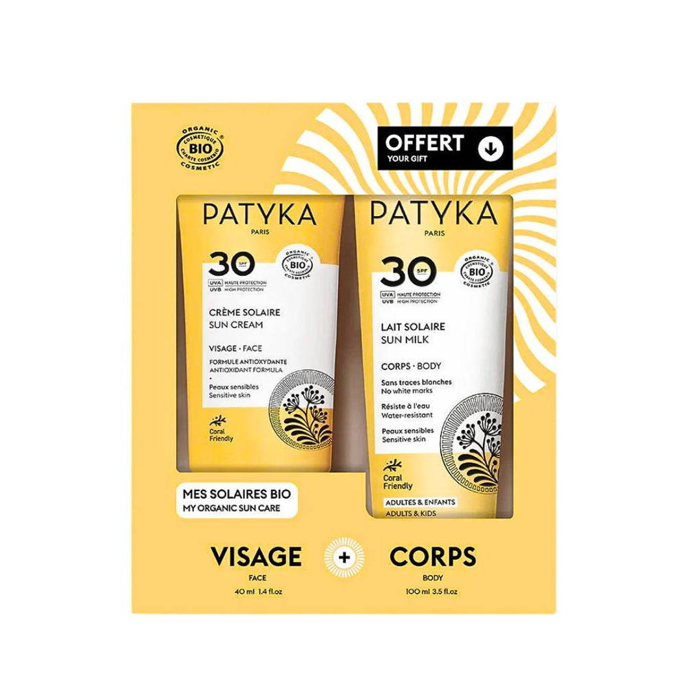 Pack Patyka Coffret Creme Solaire Visage Spf30lait Solaire Corps Spf30