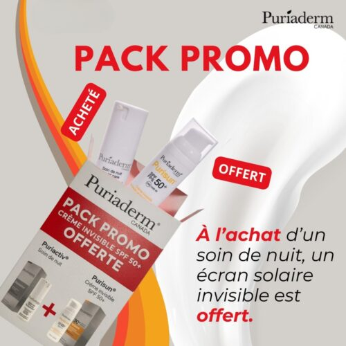 Pack Puriaderm Puriactiv Soin Nuit Purisun Ecran Invisible Spf50 Pack
