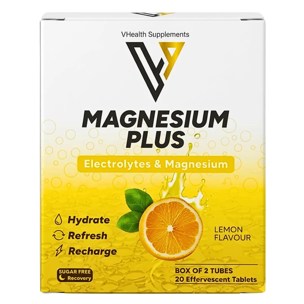 Vhealth Maghnesium Plus Lemon Box Of 2 Tubes 20tablets