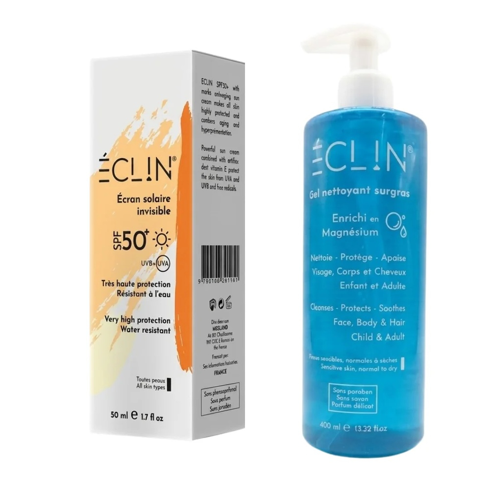 Eclin Pack Ecran Solaire Invisiblegel Nettoyant 50ml