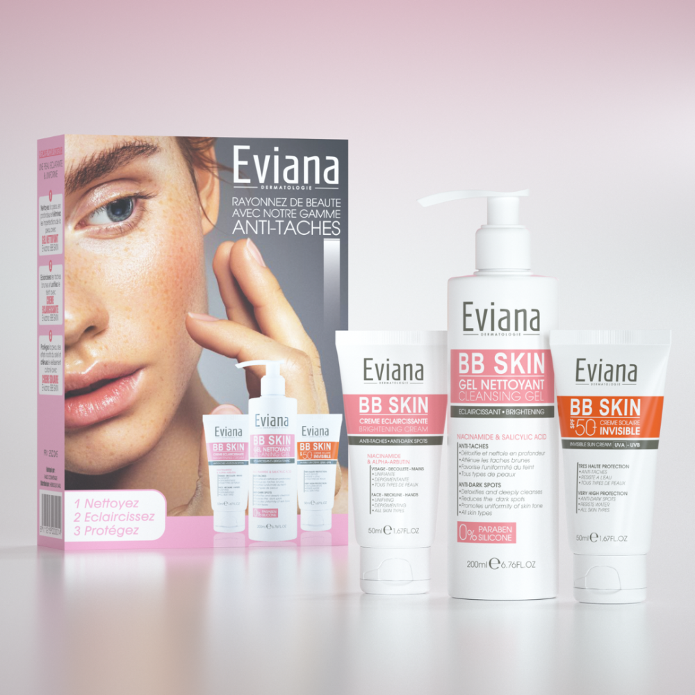 Eviana Creme Eclaircissant Gel Nettoyant Ecran Invisible Pack