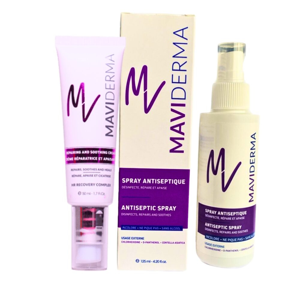 Maviderma Creme Reparatrice 50ml Spray Antiseptique 125ml Pack