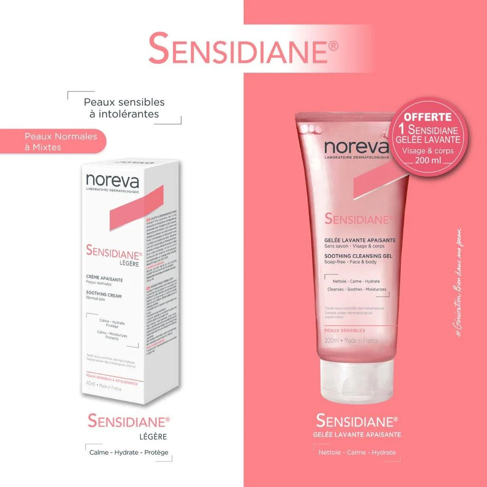 Pack Noreva Sensidiane Duo Pack Creme Apaisante Legere 40mlgel Lavante 200ml