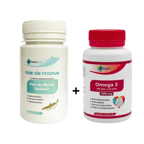 Pack Nutrilab Omega 3 1000mg 60cps Foie De Morue 30cps Duo Pack