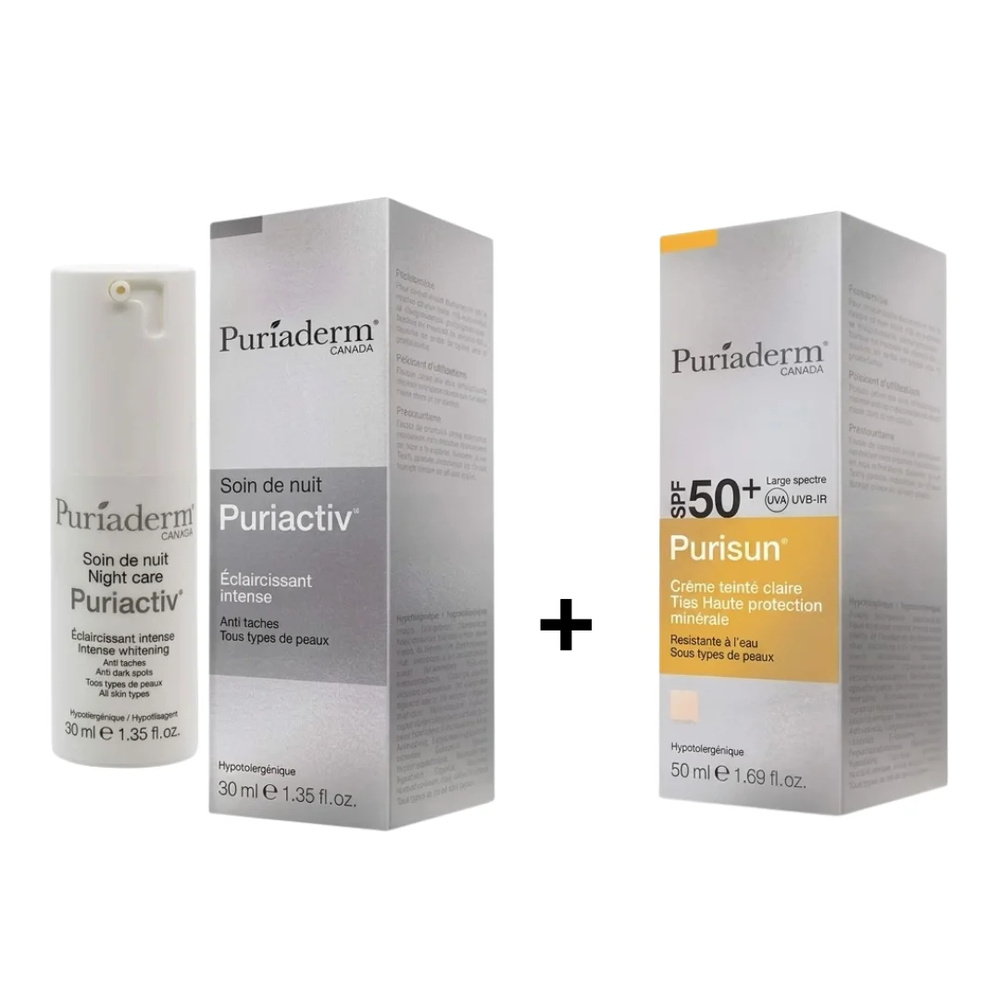 Pack Puriaderm Puriactiv Soin Nuit Ecran Teinte Claire Spf50 Pack
