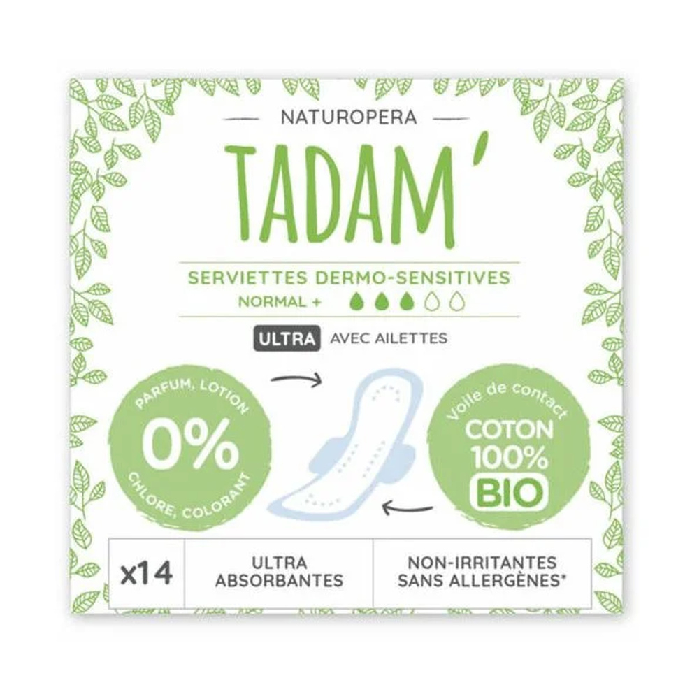 Tadam Serviette Ultra Coton Bio Normal 14unite
