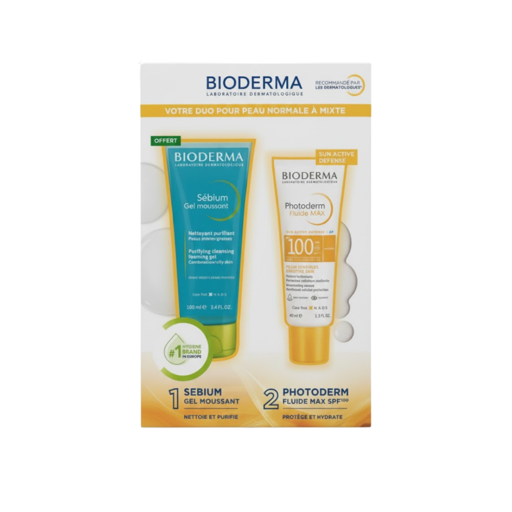 Bioderma Photoderm Duo Pack Fluide Max Invisible Spf100sebium Gel Moussant