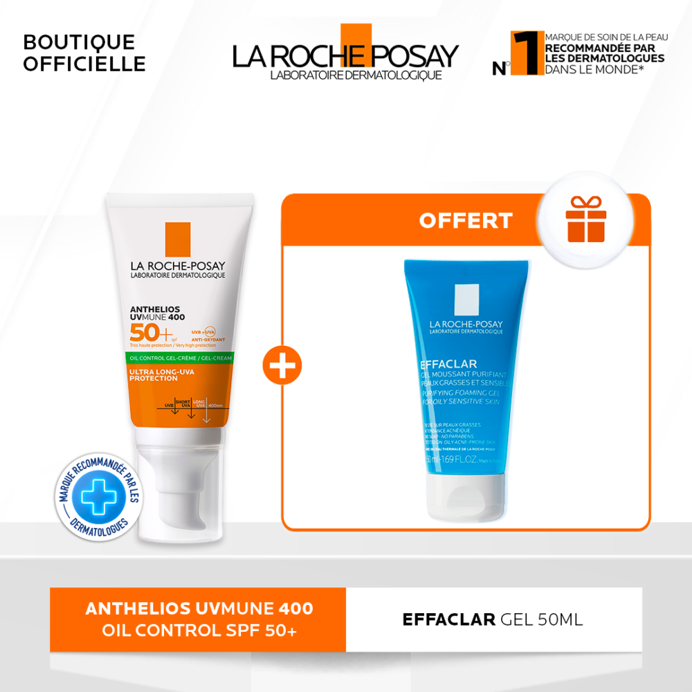 La Roche Posay Anthelios Uv Mune Creme Solaire Matifiante Spf50ml Effaclar Gel Nettoyant 50ml Offert