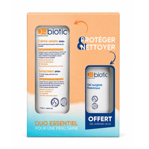 D Biotic Duo Essentiel Creme Solaire Spf50 75ml Gel Surgras Pediatrique 30 Ml Offert