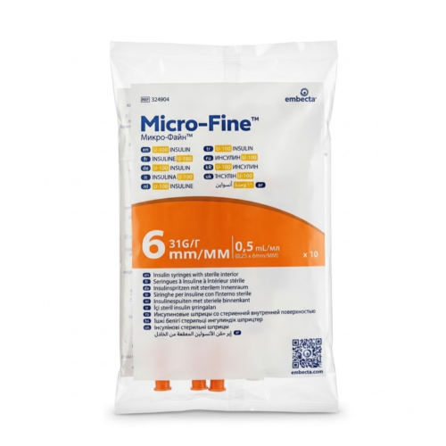 Embecta Micro Fine Plus Seringue A Insuline 05ml Sachets 10pcs