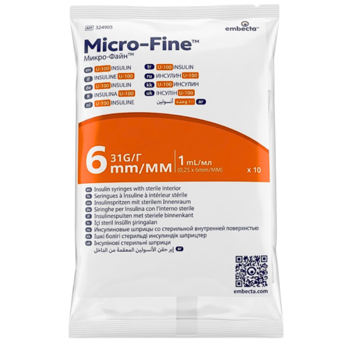 Embecta Micro Fine Plus Seringue A Insuline 1ml Sachets 10 Pieces