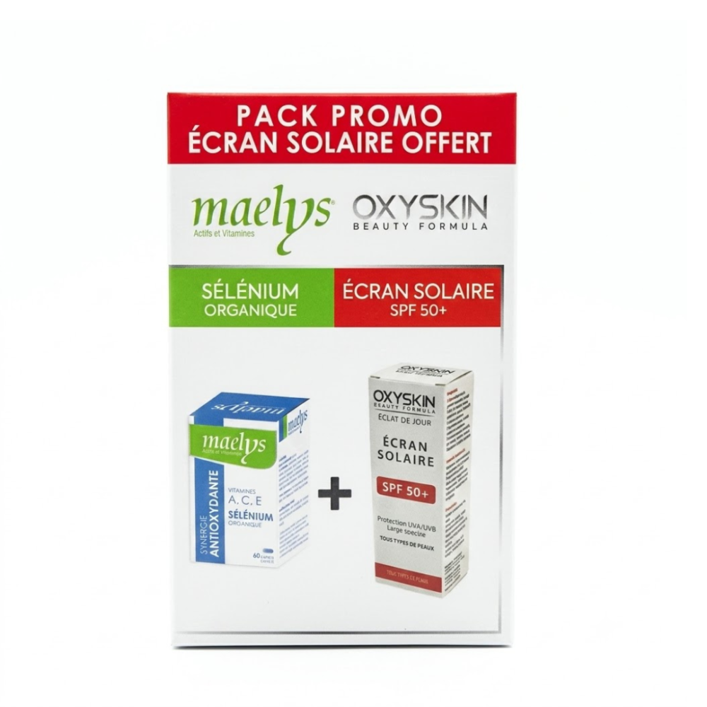 Maelys Selenium 60 Gelules Oxyskin Ecran Solaire Spf5050ml Pack