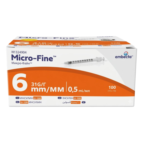 Embecta Micro Fine Plus Seringue A Insuline 05ml 31g 6mm 100 Boite
