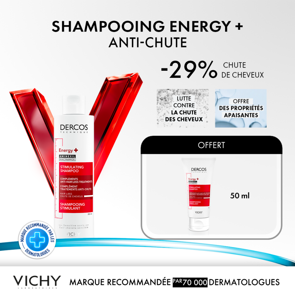 Pack Vichy Dercos Technique Energy Shampooing Stimulant Anti Chute 200ml 1 Shampooing Miniature Offert