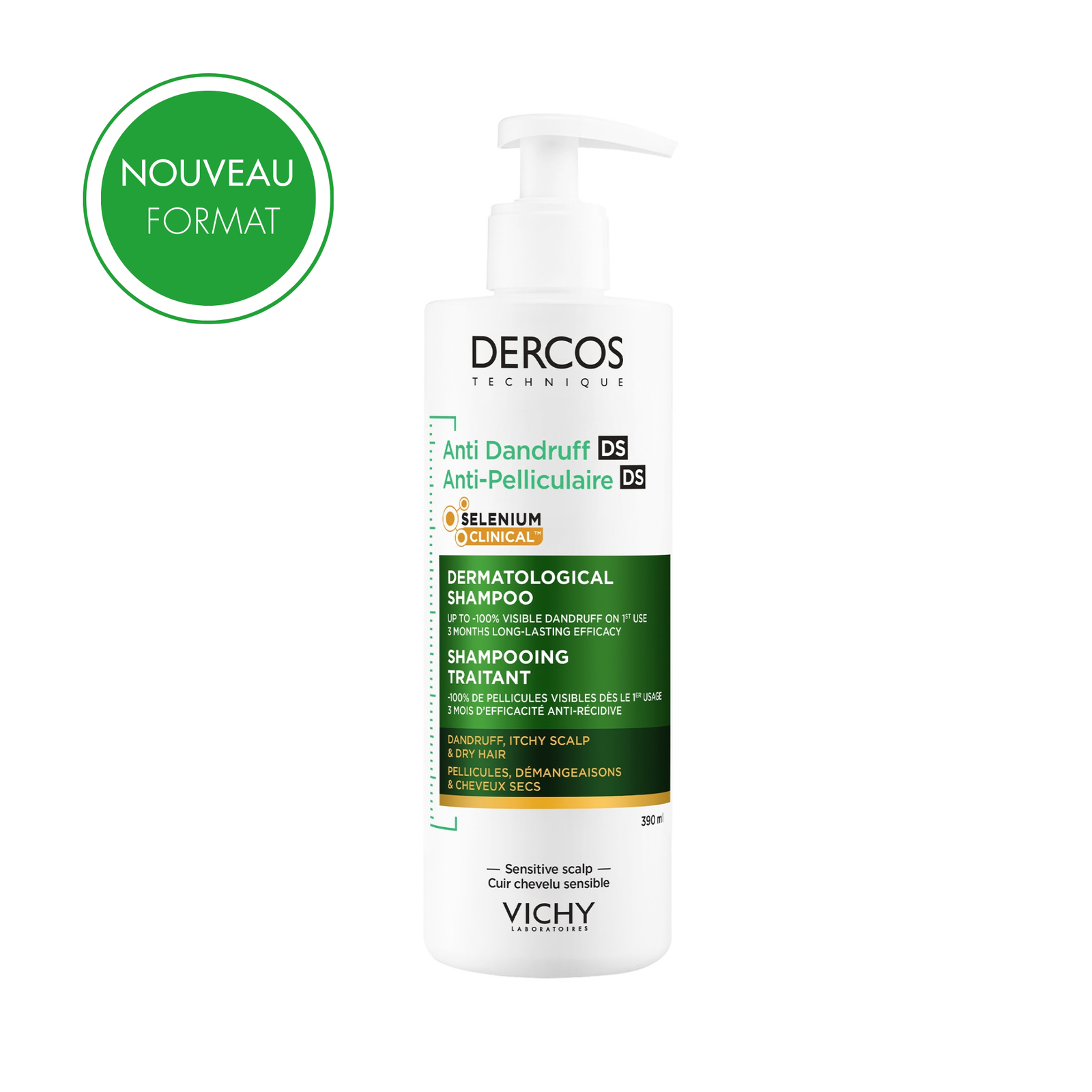 Dercos Shampoing Anti-Pelliculaire Cheveux Secs 390ml