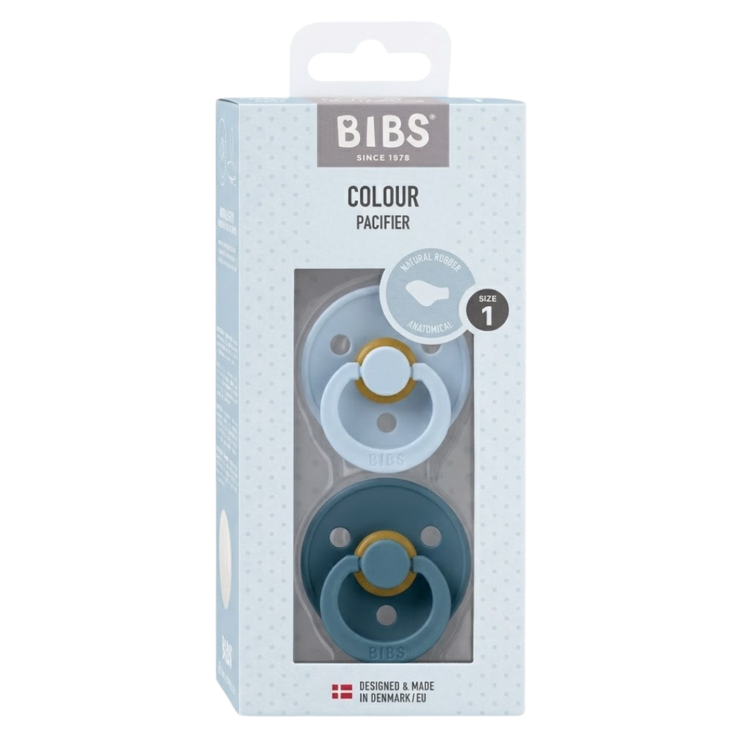 Bibs 2 Sucettes Colour Anatomic Baby Blue / Petrol Size 1 +0mois