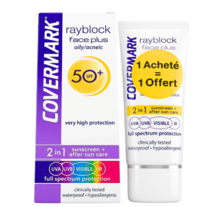 🎁 PACK 🎁 – Covermark Rayblock Face Plus Visible Oily Acneic Spf50+ 2x50ml Pack