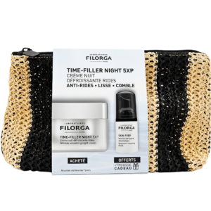 🎁 PACK 🎁 – Filorga Time -Filler Night 5xp 50ml+Skin Prep Mousse Nettoyent Format Voyage +Trousse