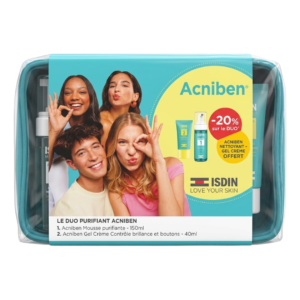 🎁 PACK 🎁 – Isdin Acniben 2 Controle Brillance+Acniben 1 Cleanser 150ml+Trousse