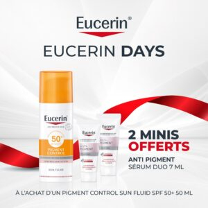 🎁 PACK 🎁 – EUCERIN - Sun Pigment Control Fluide Solaire Anti-Taches SPF50+ - 50ml + 2 Minis Anti-Pigment Sérum Duo 7ml Offerts