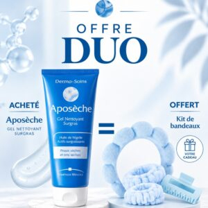 🎁 PACK 🎁 – DERMO-SOINS - Aposèche Gel Nettoyant Surgras - 200ml + 1 Kit de Bandeaux Offert