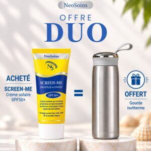 🎁 PACK 🎁 – DERMO-SOINS - Neosoins Screen-Me Crème Solaire SPF50+ - 40ml + 1 Gourde Isotherme Offerte